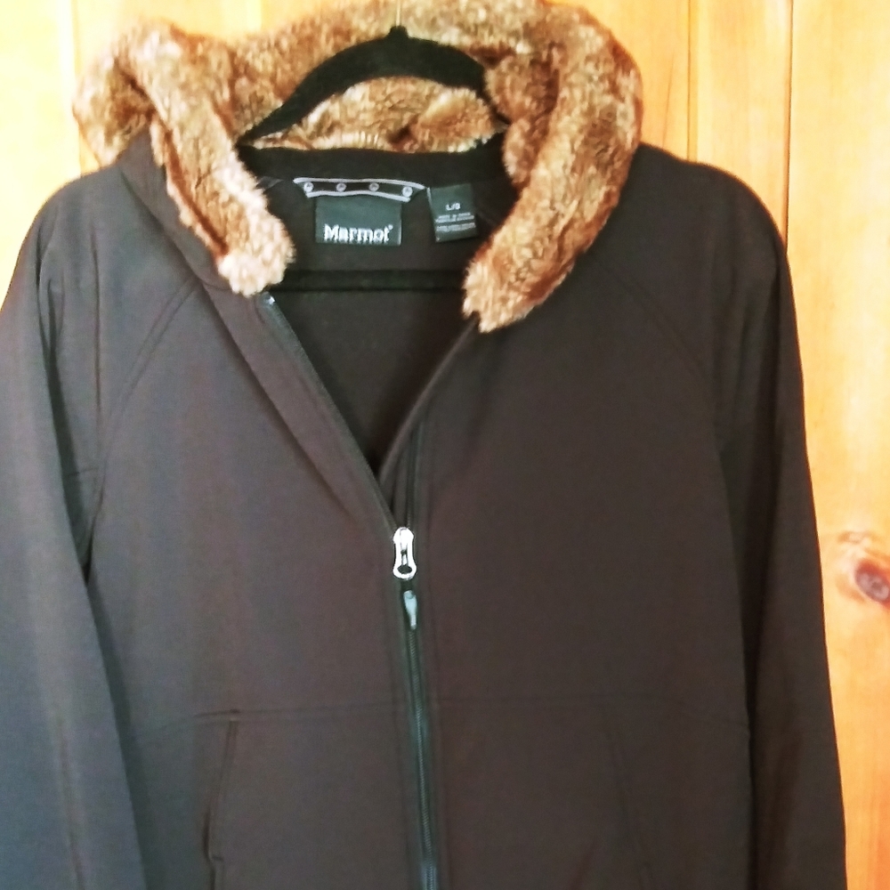 Marmont shell with faux  fur hood